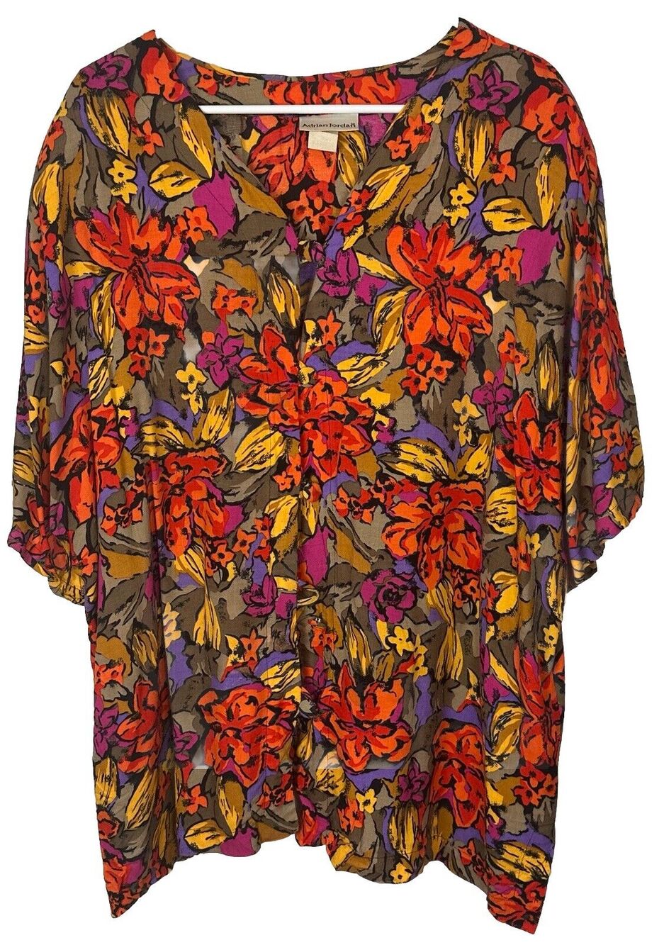 Vintage Adrian Jordan Women's Multicolor Floral Skirt Set (2) Plus Size 26/28